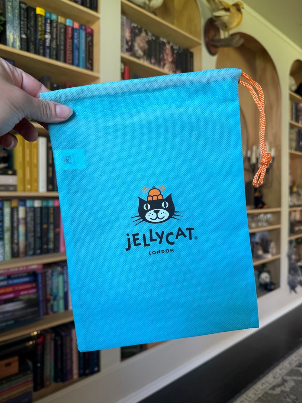 New Jellycat Blue Drawstring Cat Accessory Bag